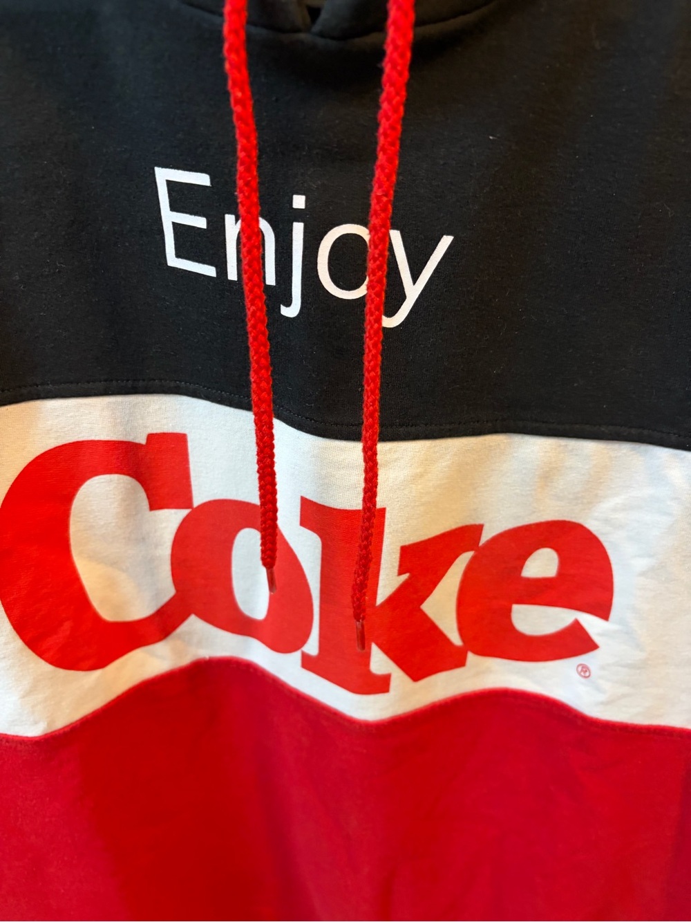 Men’s Coke Panel Hoodie Tee - Black/White/Red - - Picture 3 of 4